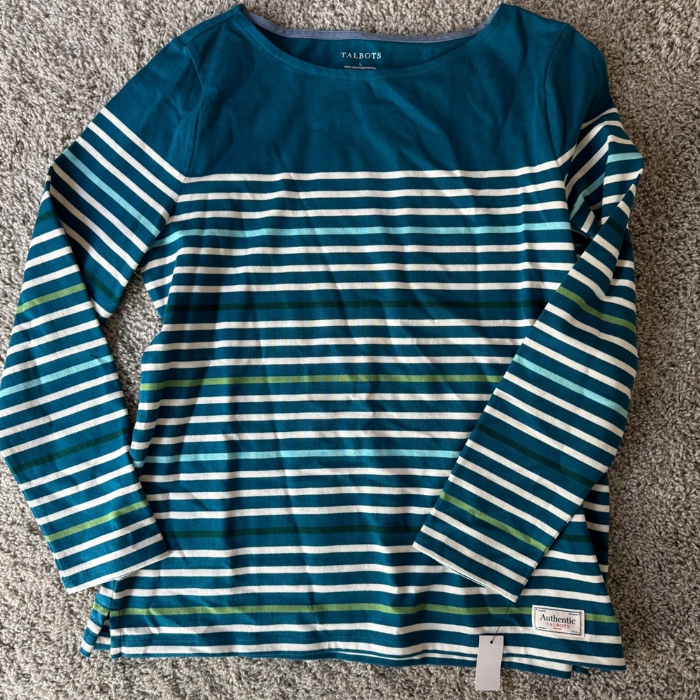 Talbots Blue and Green Long Sleeve Tee